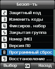 Меню Thuraya XT - Security menu